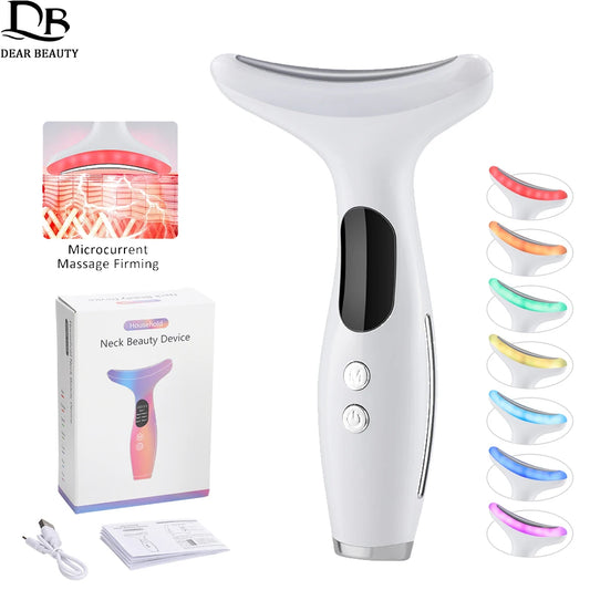 Revitalize Your Skin with the EMS Face Neck Beauty Device - 7 Color LED Light for Anti-Aging and Lifting!