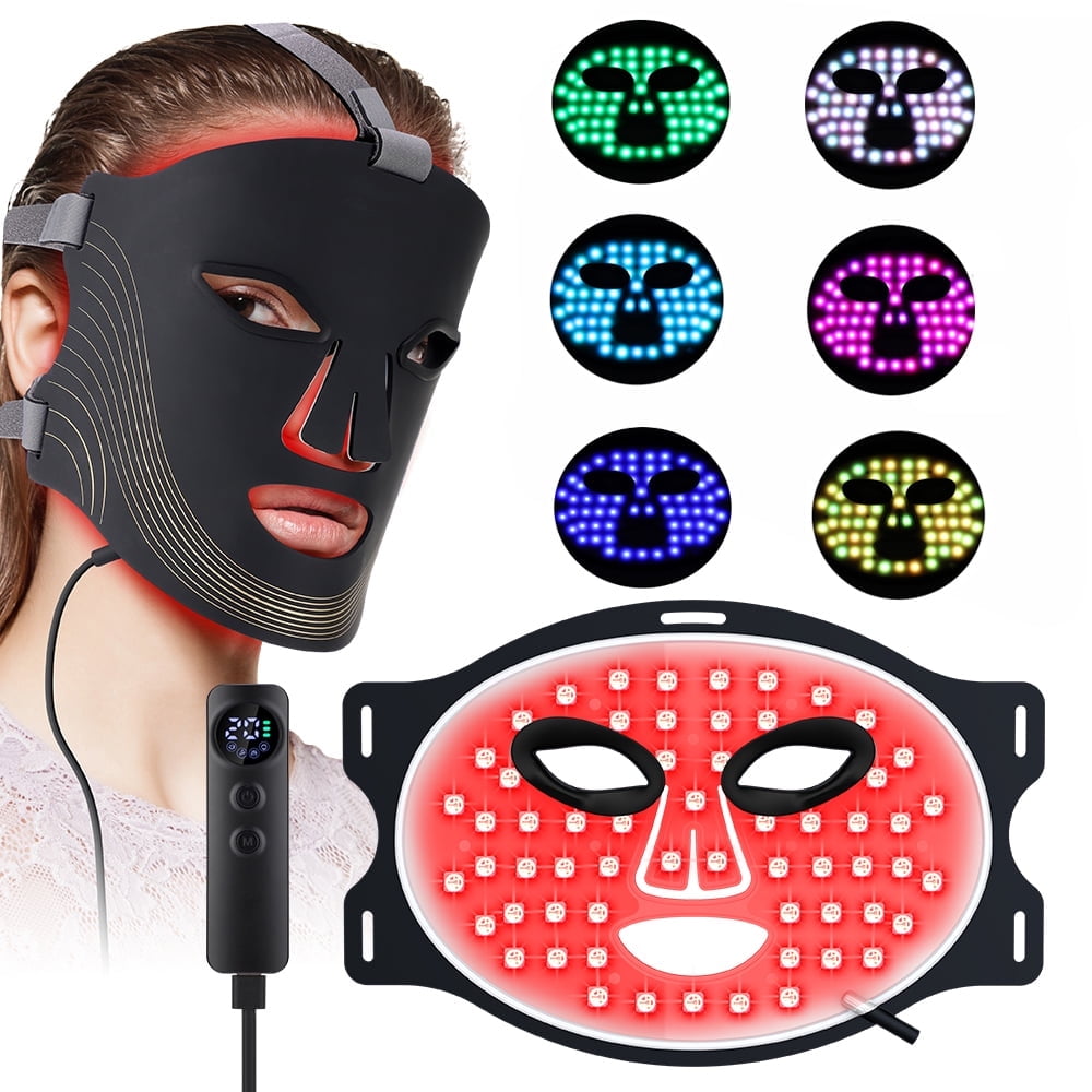 Revitalize Your Skin with the Ultimate Red Light Therapy Mask - 7 Color Modes, Portable LED Technology, and Remote Control for At-Home Spa Treatments