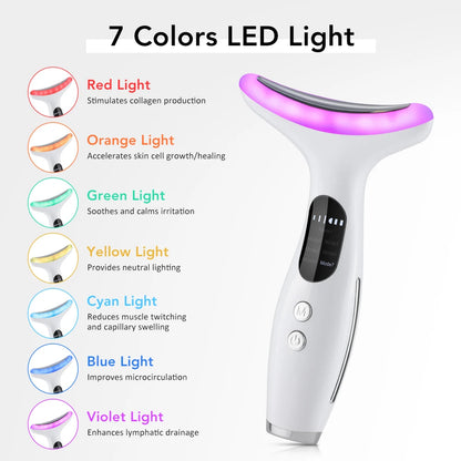 Revitalize Your Skin with the EMS Face Neck Beauty Device - 7 Color LED Light for Anti-Aging and Lifting!