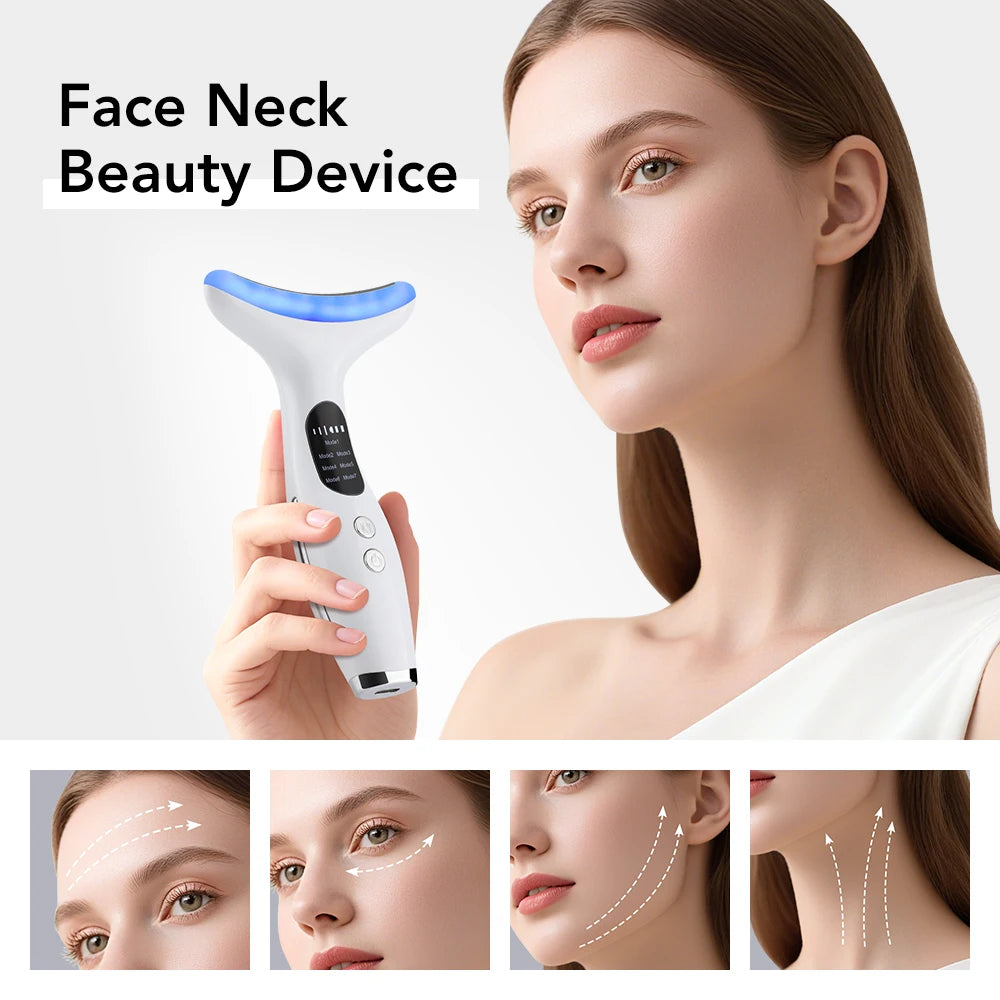 Revitalize Your Skin with the EMS Face Neck Beauty Device - 7 Color LED Light for Anti-Aging and Lifting!