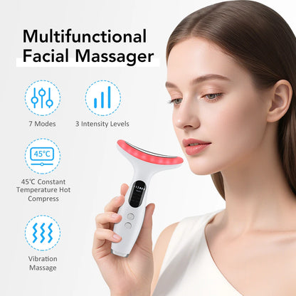 Revitalize Your Skin with the EMS Face Neck Beauty Device - 7 Color LED Light for Anti-Aging and Lifting!