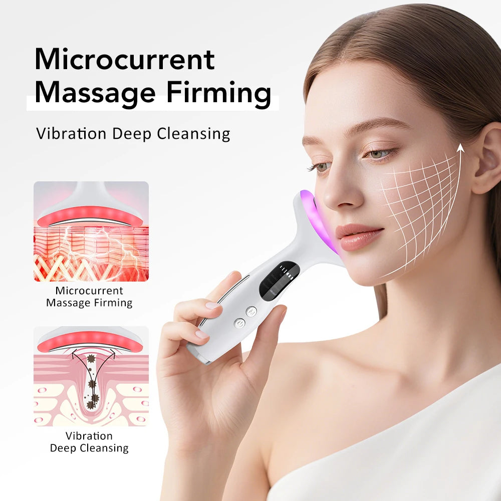 Revitalize Your Skin with the EMS Face Neck Beauty Device - 7 Color LED Light for Anti-Aging and Lifting!