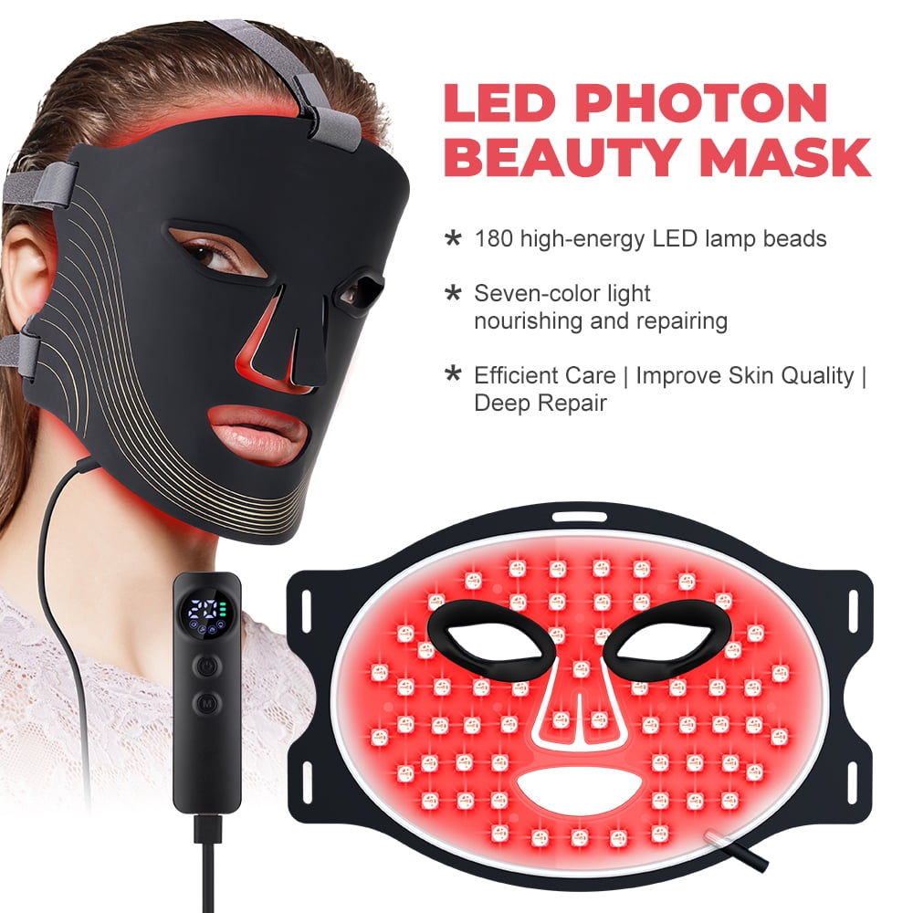 Revitalize Your Skin with the Ultimate Red Light Therapy Mask - 7 Color Modes, Portable LED Technology, and Remote Control for At-Home Spa Treatments